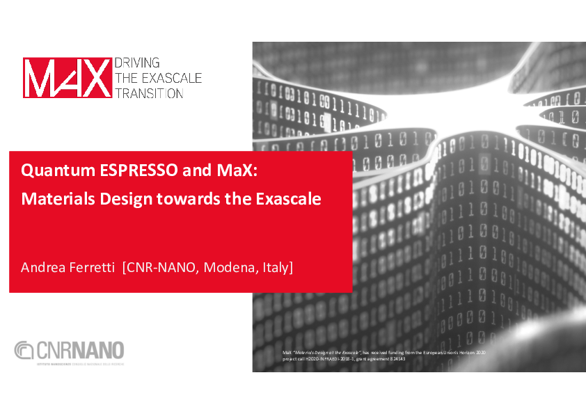 Quantum ESPRESSO and MaX: Materials Design towards the Exascale