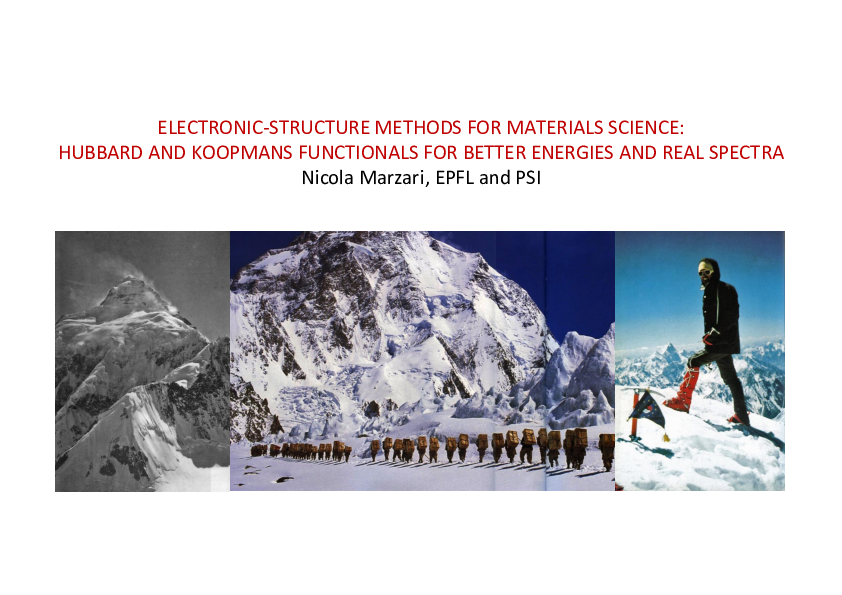 Electronic-structure methods for materials science, and Hubbard and Koopmans functionals for better energies and real spectra