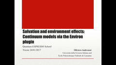 Solvent and Environment Effects: Continuum Models